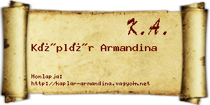 Káplár Armandina névjegykártya